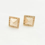 Diamond Sterling Silver Square Studs